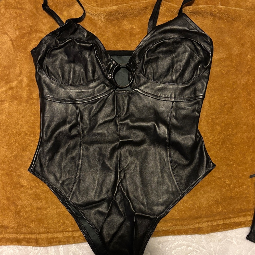 Black Faux Leather bodysuit